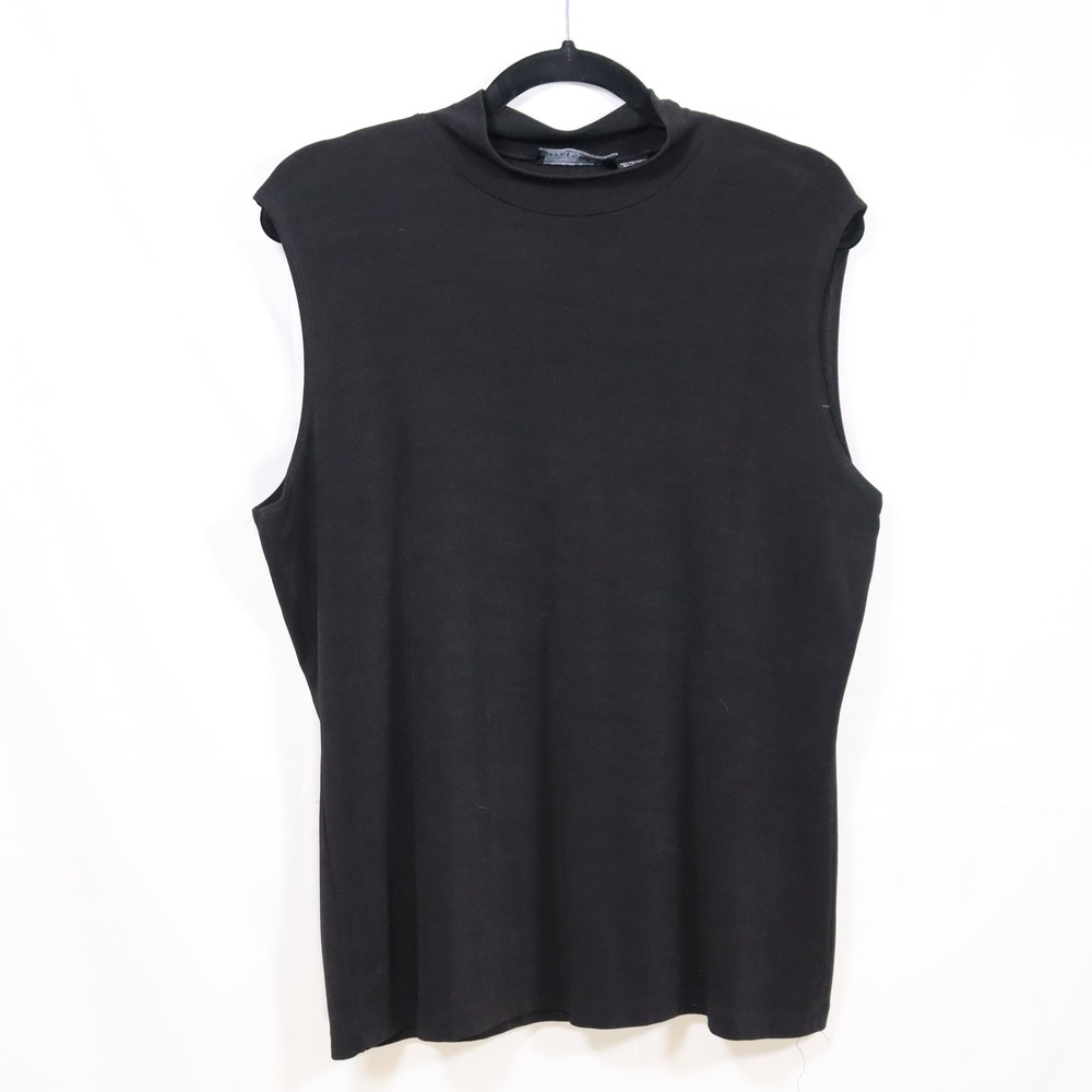 Impressions Lifestyle Shell Top XL Black Womens Minimalist Mock Neck Tank